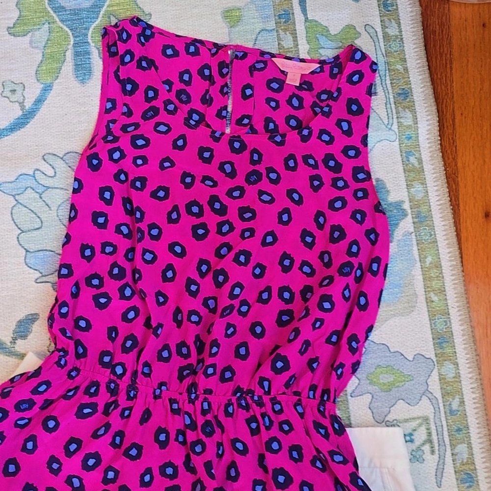 Vibrant Pink and Blue Sleeveless Dress